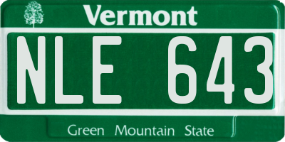 VT license plate NLE643