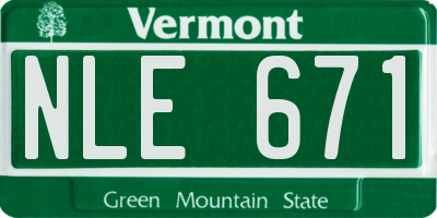VT license plate NLE671