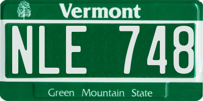 VT license plate NLE748