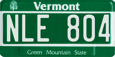 VT license plate NLE804