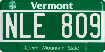 VT license plate NLE809