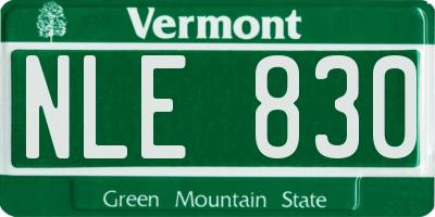 VT license plate NLE830