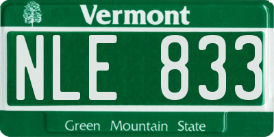 VT license plate NLE833