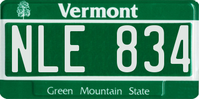 VT license plate NLE834