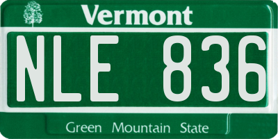 VT license plate NLE836