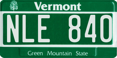 VT license plate NLE840