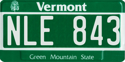 VT license plate NLE843