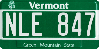 VT license plate NLE847