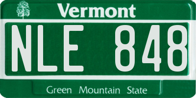 VT license plate NLE848