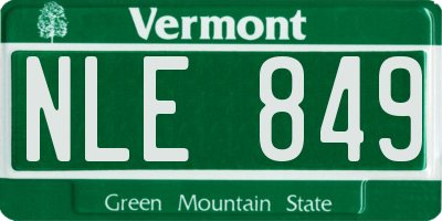 VT license plate NLE849