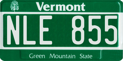 VT license plate NLE855
