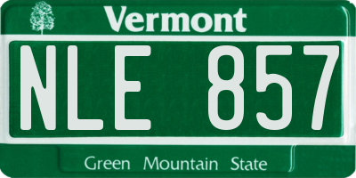 VT license plate NLE857