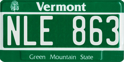 VT license plate NLE863