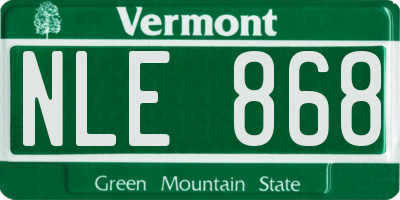 VT license plate NLE868