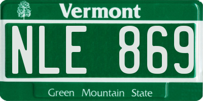 VT license plate NLE869