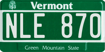 VT license plate NLE870