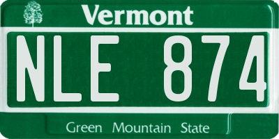 VT license plate NLE874