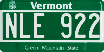 VT license plate NLE922