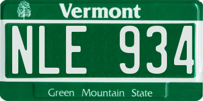 VT license plate NLE934