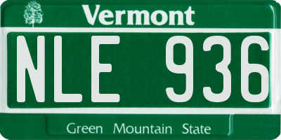 VT license plate NLE936