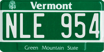 VT license plate NLE954