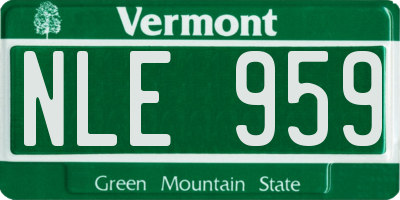 VT license plate NLE959