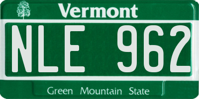 VT license plate NLE962