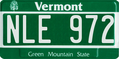 VT license plate NLE972