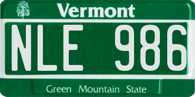 VT license plate NLE986