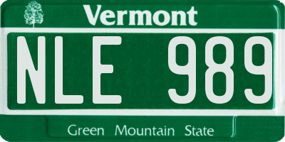 VT license plate NLE989