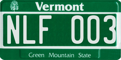 VT license plate NLF003