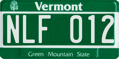 VT license plate NLF012
