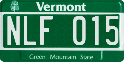VT license plate NLF015