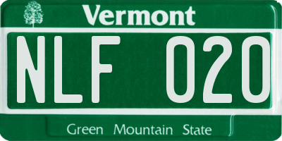 VT license plate NLF020