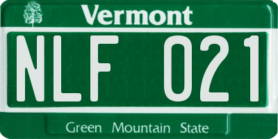 VT license plate NLF021