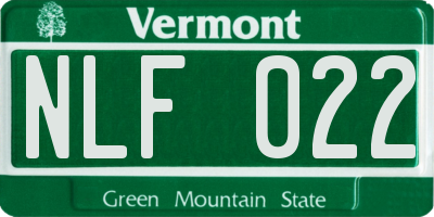 VT license plate NLF022