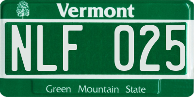 VT license plate NLF025