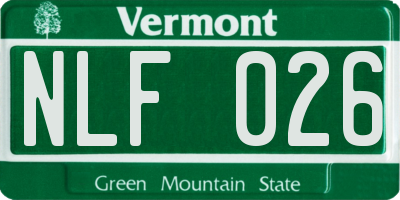VT license plate NLF026