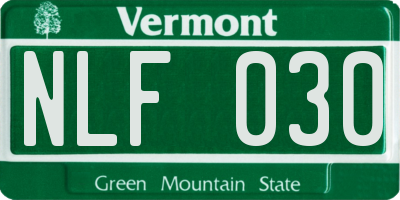 VT license plate NLF030