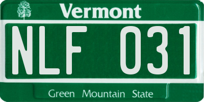 VT license plate NLF031