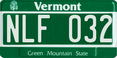 VT license plate NLF032
