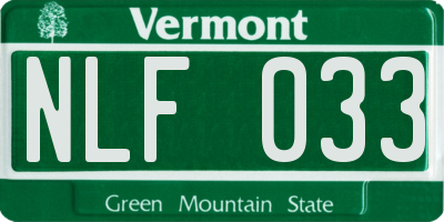 VT license plate NLF033