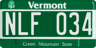 VT license plate NLF034