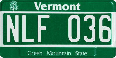 VT license plate NLF036