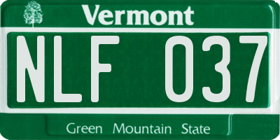 VT license plate NLF037