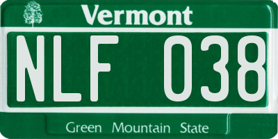 VT license plate NLF038