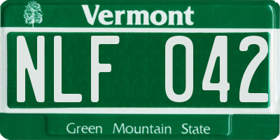 VT license plate NLF042