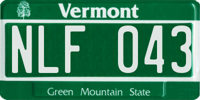 VT license plate NLF043