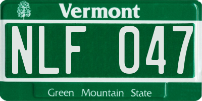 VT license plate NLF047