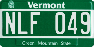 VT license plate NLF049